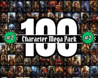 100 Various NPC Portrait Mega Pack 2, Dungeons & Dragons DnD, Pathfinder RPG Game Character, Fantasy Illustration Digital Art, Gift for DM