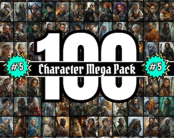 100 Various NPC Portrait Mega Pack 5, Dungeons & Dragons DnD, Pathfinder RPG Game Character, Fantasy Illustration Digital Art, Gift for DM