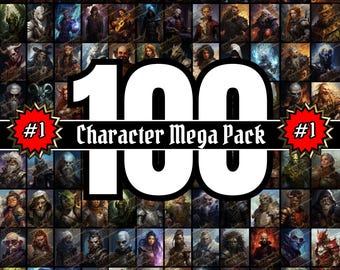 100 Various NPC Portrait Mega Pack 1, Dungeons & Dragons DnD, Pathfinder RPG Game Character, Fantasy Illustration Digital Art, Gift for DM