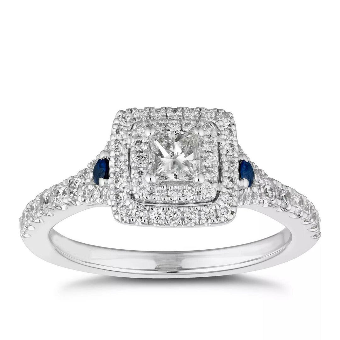 Very Rings Vera Wang Love Collection Lavish Princess Cut Diamond Double Frame ...