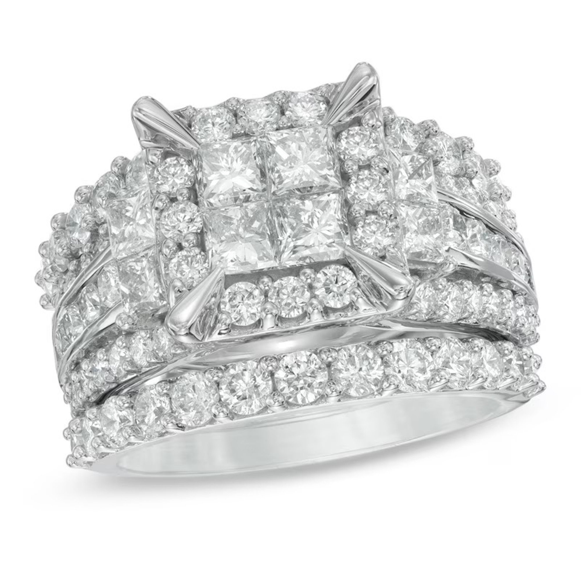 Quad princess cut diamond bridal set deals