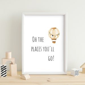 Nursery printables - cute nursery wall art - balloon print with quote for baby&#39;s or kids room - neutral decor - nursery digital download