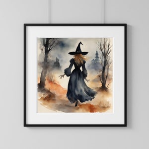 Printable Halloween Vintage Print, Witch Print, Wiccan Farmhouse Prints, Neutral Witch Wall Art, Wicca Rustic Print, Digital Download Print