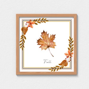 Watercolour Leaf Fall Print, Fall Printable Art, Fall Wall Art, Fall Decor, Autumn Print, Fall Sign, Fall Painting, Instant download