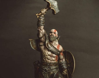 God of War Kratos Fanart 3d 12k Resin Statue Sculpture Unpainted Version 1/9 20cm