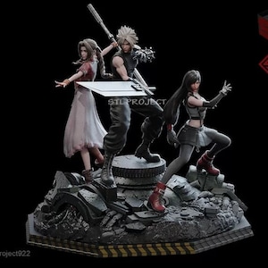 20cm FFVII Final Fantasy Diorama Fan Art Sculpture 3d 12k Resin+PLA Statue