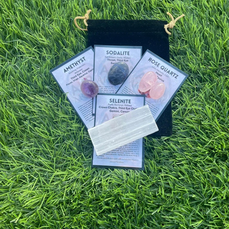 Crystal Healing and Cleansing Kit for Stress Relief Amethyst Blue