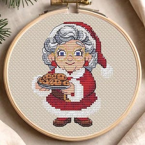 Mrs. Claus Digital Cross Stitch Pattern Christmas Claus Embroidery Chart Mother Christmas instant download