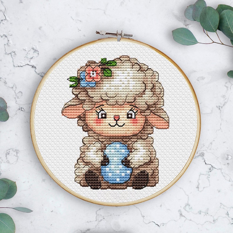 Cute Easter Lamb Cross Stitch Pattern Digital Cross Stitch Pattern ...