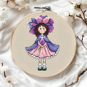 Flower Fairy Cross Stitch Pattern: Beginner Embroidery Design (PDF Download
