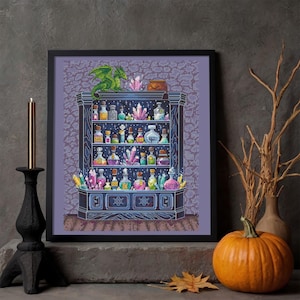 Magical Potion Cabinet Digital Cross Stitch Pattern - DIY Witchy decor instant download