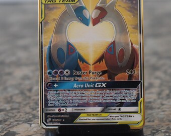 Custom Pokemoncard Latias and Latios GX 170/181 Gold Metal Heavy