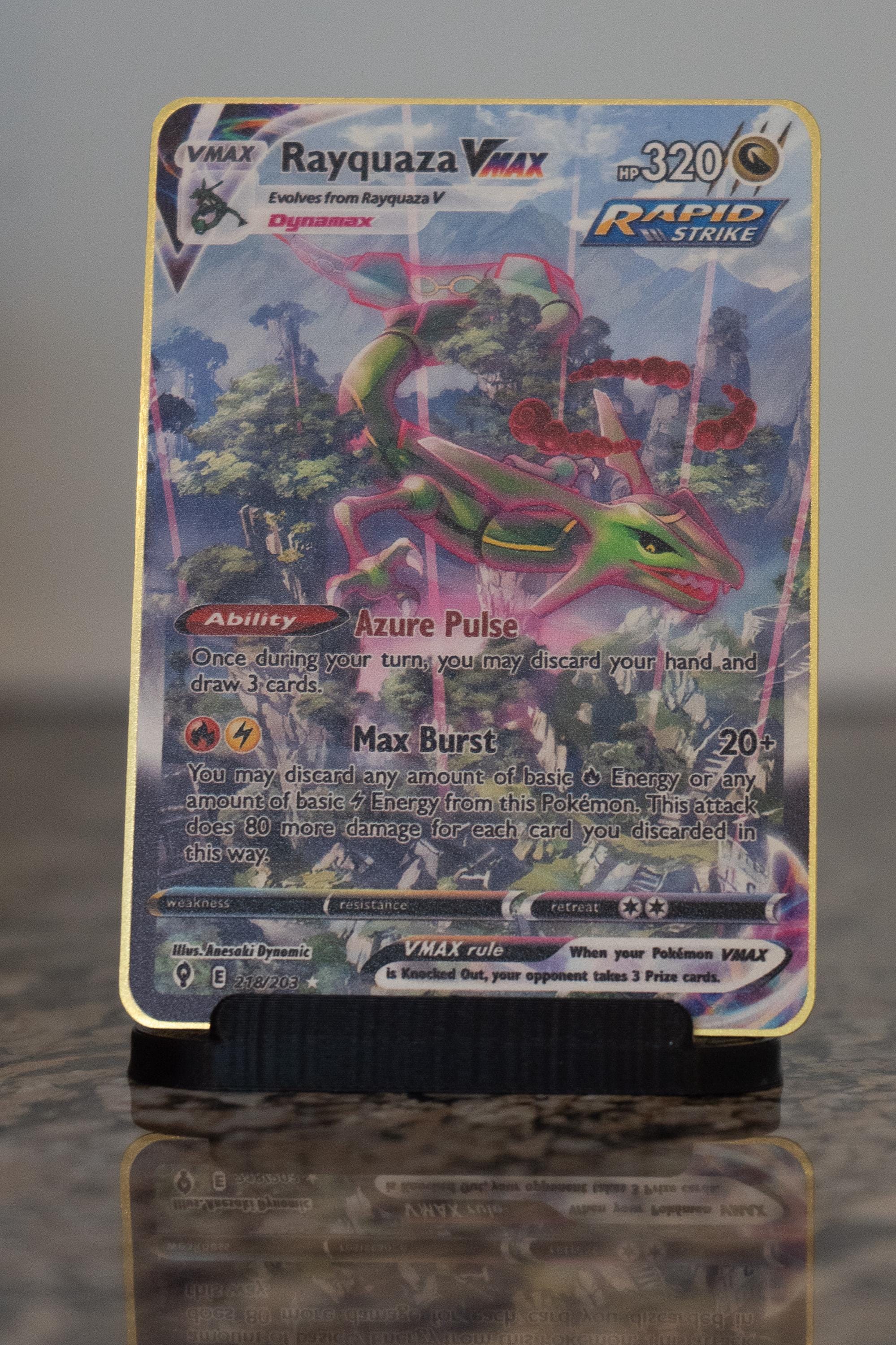Custom Pokemoncard Rayquaza Vmax 218/203 Gold Metal Heavy Stainless Steel Card - Etsy Custom Pokemoncard Rayquaza Vmax 218/203 Gold Metal Heavy Stainless Steel Card - Etsy