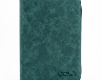 Dark Turquoise 9 Pocket Trading Card Binder | Teal Green Zip Case Holds 360 Cards | Suede Pokemon TCG Album | Collector Gift | TwinTraders