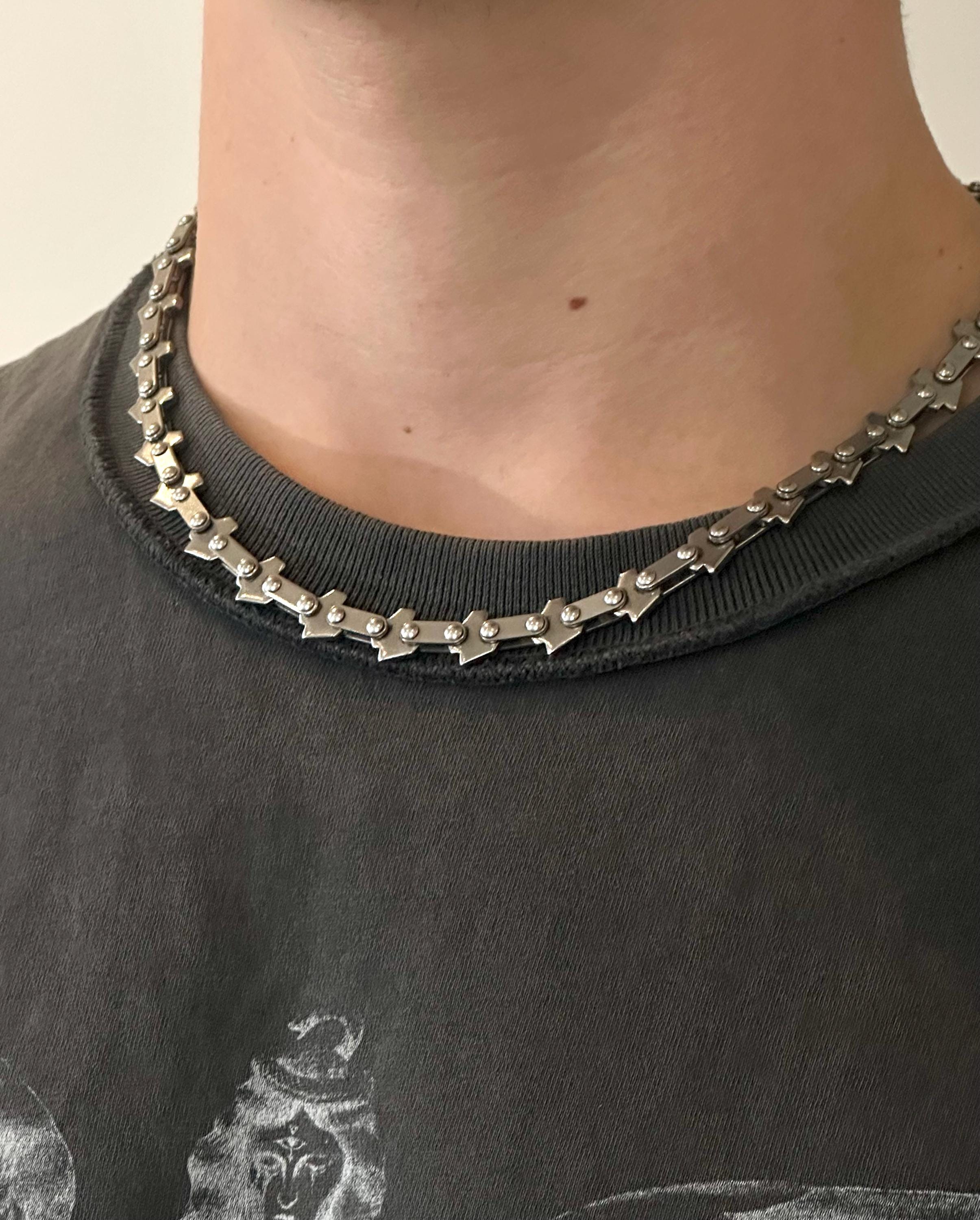 Chainsaw Link Chain Necklace - Stainless Steel - Fashion - Anime