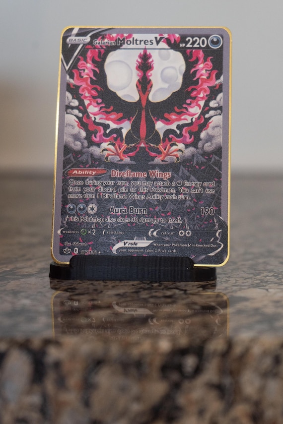 Custom Pokemoncard Galarian Moltres V 177/198 Gold Metal Heavy Stainless  Steel Card