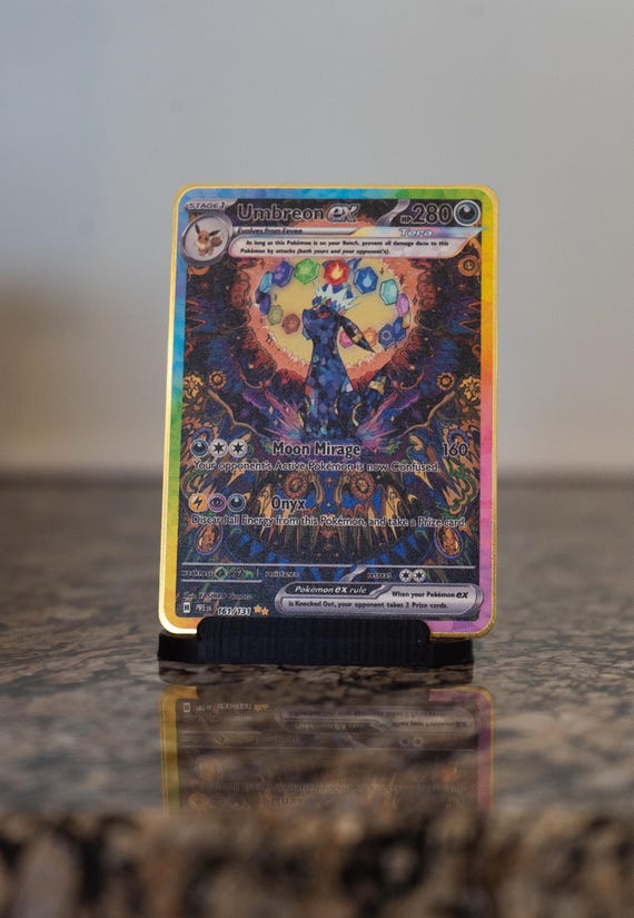 Custom Pokemoncard Umbreon ex 161/131 Prismatic Gold Metal Heavy Stainless Steel Card Custom Pokemoncard Umbreon ex 161/131 Prismatic Gold Metal Heavy Stainless Steel Card