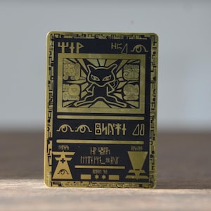 Tarjeta de Pokémon personalizada de Mew Antiguo de metal dorado pesado de acero inoxidable