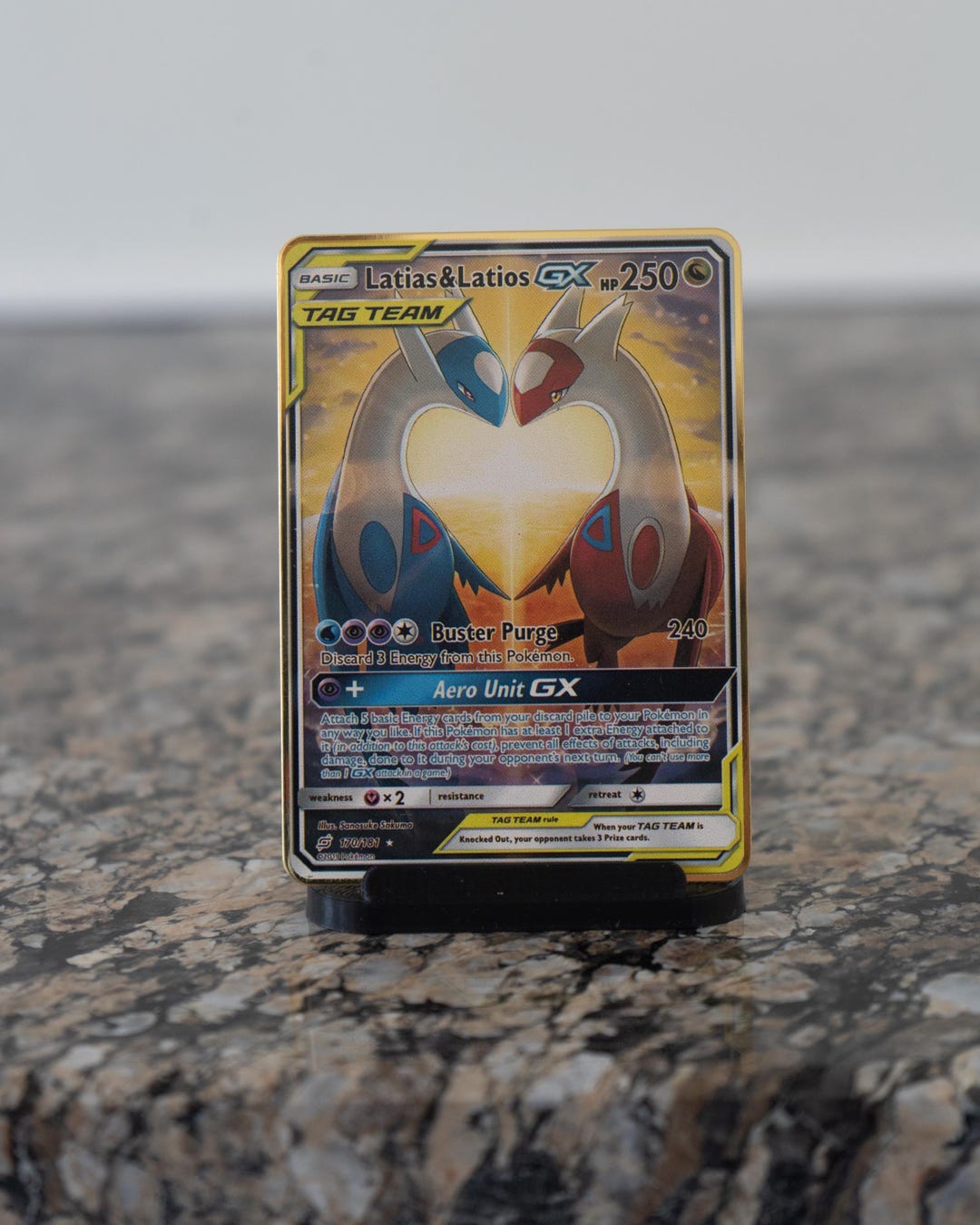 Custom Pokemoncard Latias and Latios GX 170/181 Gold Metal Heavy
