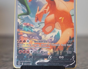 Custom Pokemoncard Charizard V Alternate 154/172 Gold Metal Heavy Stainless Steel Card