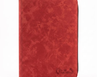 Red 9 Pocket Trading Card Binder | Zip Case Holds 360 Cards | Suede Texture Pokemon TCG Album | Gift for Card Collectors | TwinTraders