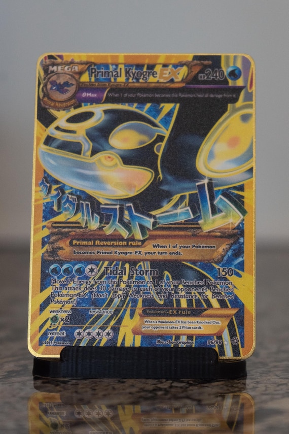 Custom Pokemoncard Mega Primal Kyogre EX 96/98 Gold Metal Heavy Stainless  Steel Card
