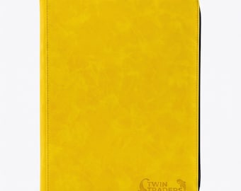 Yellow 9 Pocket Trading Card Binder | Zip Case Holds 360 Cards | Suede Texture Pokemon TCG Album | Collector Gift | TwinTraders