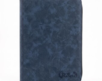 Dark Blue 9 Pocket Trading Card Binder | Navy Zip Case Holds 360 Cards | Suede Texture Pokemon TCG Album | Collector Gift | TwinTraders