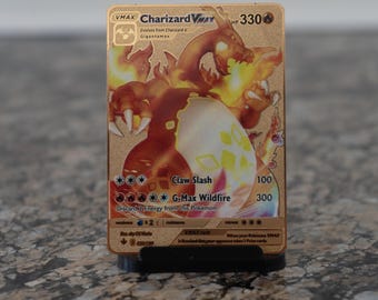 Charizard VMAX Shiny Gold Metal Pokemon Card - Etsy 日本