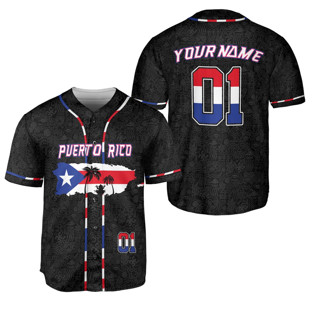Custom Puerto Rico Baseball Jersey Custom Name Puerto Rico Etsy