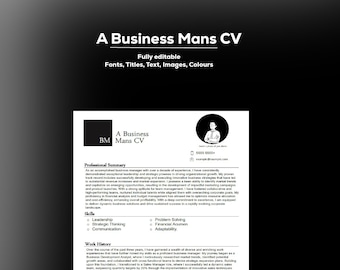 Het CV-sjabloon van een zakenman