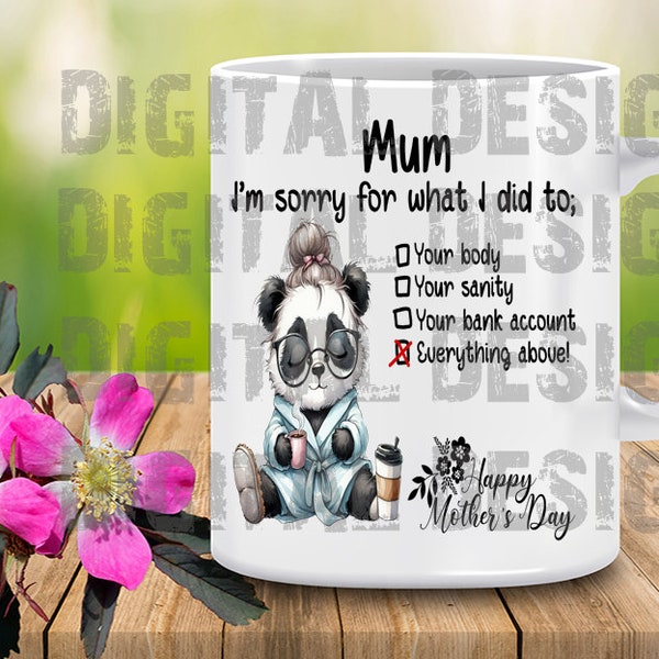Funny mothers day mug wraps - 5 animals PNG included - Sublimation