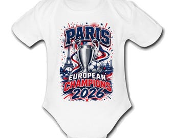 Psychobaby PARIS champions league winners 2026 Babygrow Baby vest grow bodysuit clothes top Cute Funny Unique gift present euopean winner