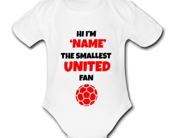 Psychobaby Personalised Man Utd baby grow manchester united custom babygrow Cute Unique unique Hi I'm the smallest fan football gift