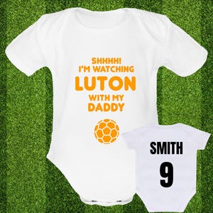 Psychobaby FREE CUSTOMISATION with Daddy LUTON baby grow grandad babygrow town vest personalised football fan uncle mummy brother uncle