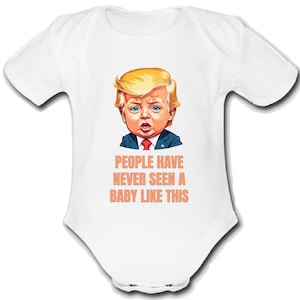 Psychobaby DONALD TRUMP Babygrow Baby vest grow bodysuit clothes Xmas top Cute Funny Unique Cute gift present design idea djt elon musk doge