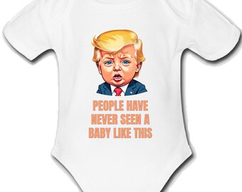 Psychobaby DONALD TRUMP Babygrow Baby vest grow bodysuit clothes Xmas top Cute Funny Unique Cute gift present design idea djt elon musk doge