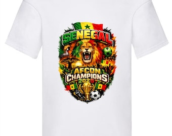 Camiseta de la Copa Africana de Naciones de SENEGAL AFCON de Psychobaby, camiseta, camiseta, camiseta, ganador, campeones 20256 2026, celebración, equipo nacional de fútbol