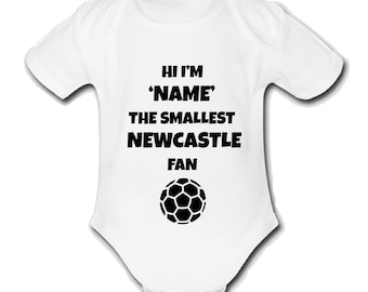Psychobaby Personalised NEWCASTLE baby grow united utd custom babygrow Cute Unique funny unique Hi I'm the smallest  football fan gift