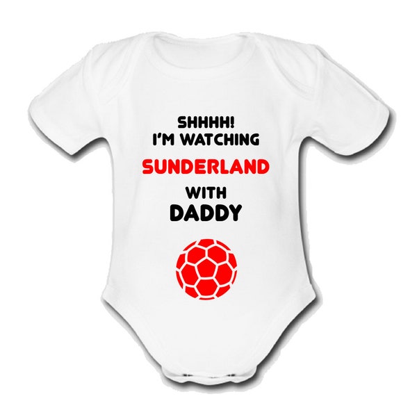 Psychobaby Shhh! I'm Watching with Daddy Grandad Mummy Nana Sunderland baby grow babygrow vest Xmas cute funny unique football fan gift