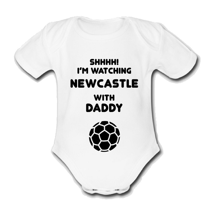 Psychobaby Shhh! I’m Watching with Daddy NEWCASTLE Mummy Grandad Nana baby grow united utd babygrow Cute Unique football fan gift
