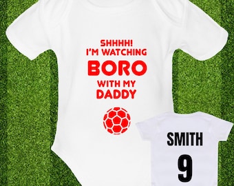Psychobaby FREE CUSTOMISATION with Daddy BORO baby grow daddy grandad babygrow vest personalised football fan fc custom name mummy Uncle