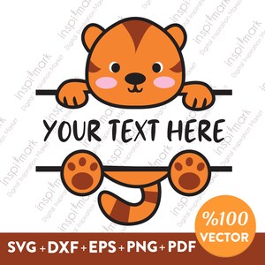 Tiger monogram svg, Split Name Frames SVG, Tiger Name Frame cut file Cricut Silhouette, Cute Tiger cut file, Baby Shower Shirt, baby tiger