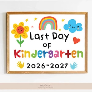 Last Day of Kindergarten Sign, Colorful School Photo Prop (Digital Download)
