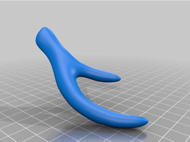 May include: A single blue plastic antler, a 3D printed model of a deer antler.