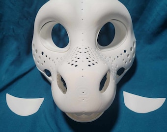 Adorable Round Dragon Fursuit Head Base – 3D Printed with Built-in Hinge