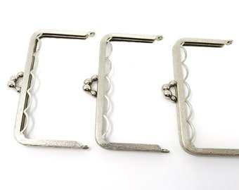 3 bag hangers silver 10 cm vintage / bag frame / kiss lock