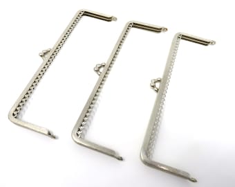 3 silver bag hangers 18 cm vintage / bag frame / clip closure / kiss lock