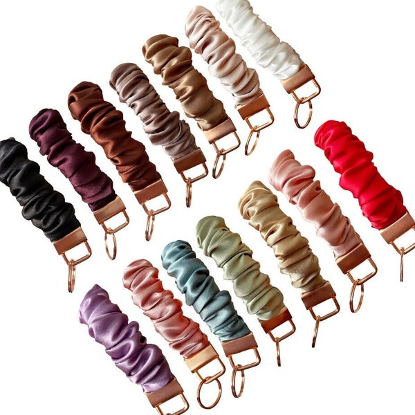 Scrunchie wristlet | Scrunchie keychain | Key fob | Silk wristlet | Bag accessories | Card holder | Bag strap | Zipper strap