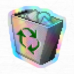Pegatina holográfica para papelera Y2K, estilo retro de Windows 98, 46 x 48 mm